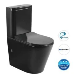 OASIS BLACK RIMLESS TOILET SUITE - GIBERIT CISTERN