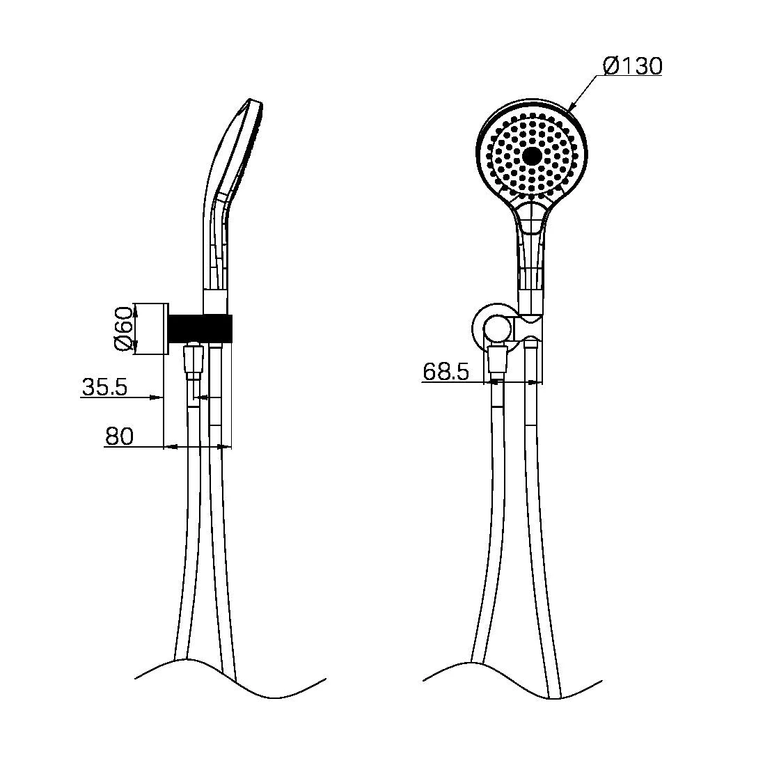 Opal Hand Shower Bracket with Air Shower II | Nero Opal Hand Shower Bracket With Air Shower II | Nero -HERA Bathware Sales opal hand shower bracket with air shower ii nerobrushed goldhand showernero tapware 586790
