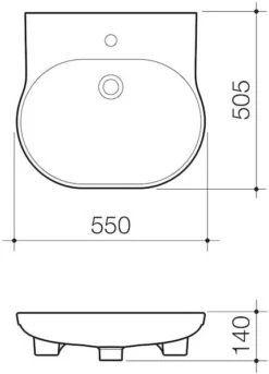 OPAL Sole Semi Recessed Basin 550mm | CAROMA -HERA Bathware Sales opal sole semi recessed basin 550mm caroma3 tap holebasincaroma 137337