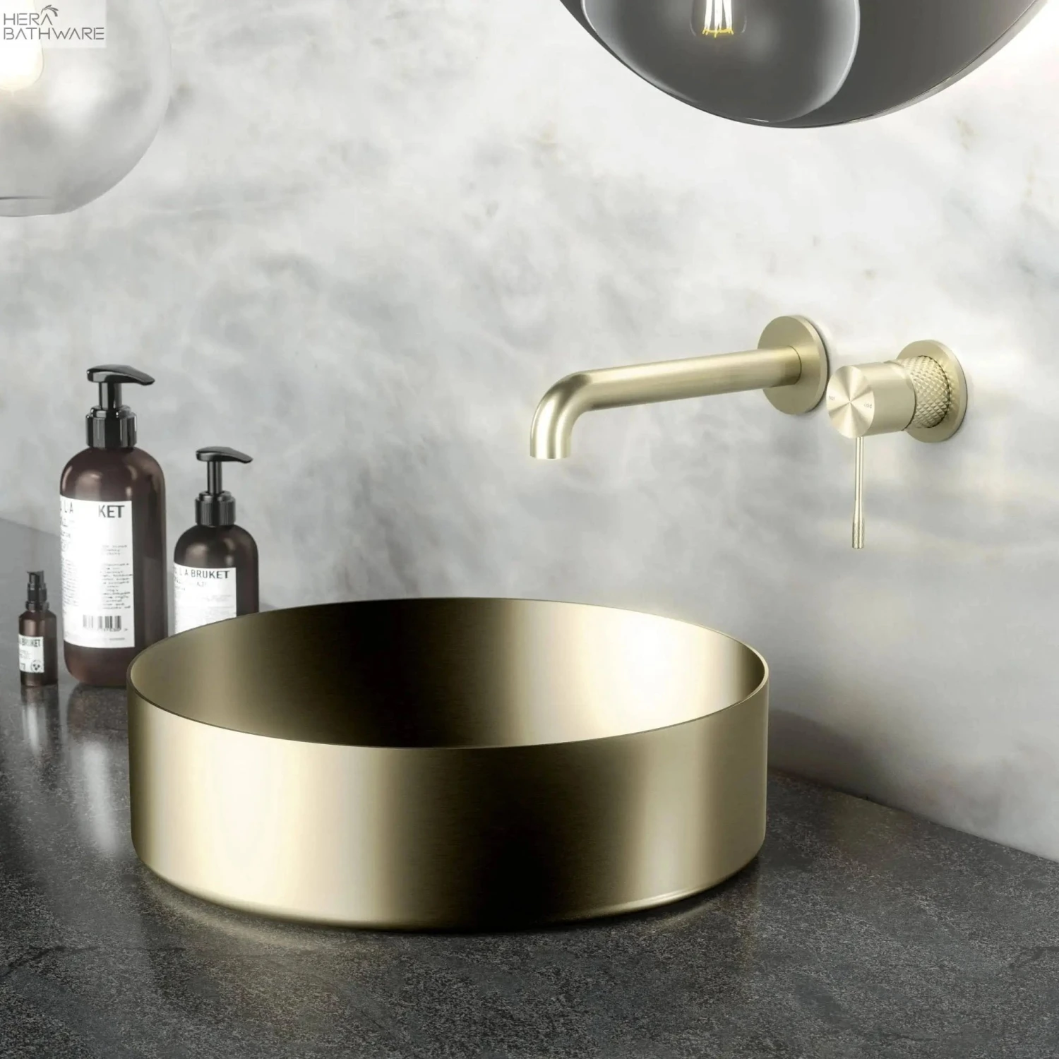 OPAL Stainless Steel Round Basin 400mm | NERO | NRB401R OPAL Stainless Steel Round Basin 400mm | NERO | NRB401R -HERA Bathware Sales opal stainless steel round basin 400mm nero nrb401rbrushed goldabove counter basinnero tapware 421820