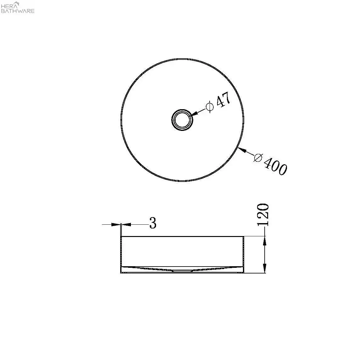 OPAL Stainless Steel Round Basin 400mm | NERO | NRB401R OPAL Stainless Steel Round Basin 400mm | NERO | NRB401R -HERA Bathware Sales opal stainless steel round basin 400mm nero nrb401rgraphiteabove counter basinnero tapware 340871