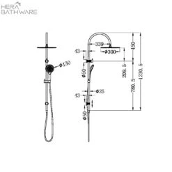 OPAL Twin Shower With Air Shower II | Nero -HERA Bathware Sales opal twin shower with air shower ii nerobrushed bronzeshower setnero tapware 532146