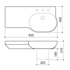OPAL Wall Basin 920mm Left Hand Shelf | CAROMA -HERA Bathware Sales opal wall basin 920mm left hand shelf caroma3 tap holebasincaroma 186021