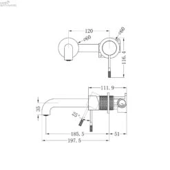 Opal Wall Basin/Bath Mixer Seperated 120-260mm Spout Length -HERA Bathware Sales opal wall basinbath mixer seperated 120 260mm spout length120mmbrushed goldwall basin mixernero tapware 922597