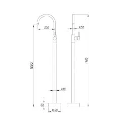 PANDRA Floormount Mixer - Brushed Gold 3 PANDRA Floormount Mixer - Brushed Gold -HERA Bathware Sales pandra floormount mixer brushed goldbrushed goldfreestanding bath mixeraquaperla 186364