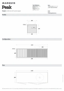 Peak Vanity 1200mm -HERA Bathware Sales peak vanity 1200mmcenter bowlsymphony topvanitiesmarquis 328861