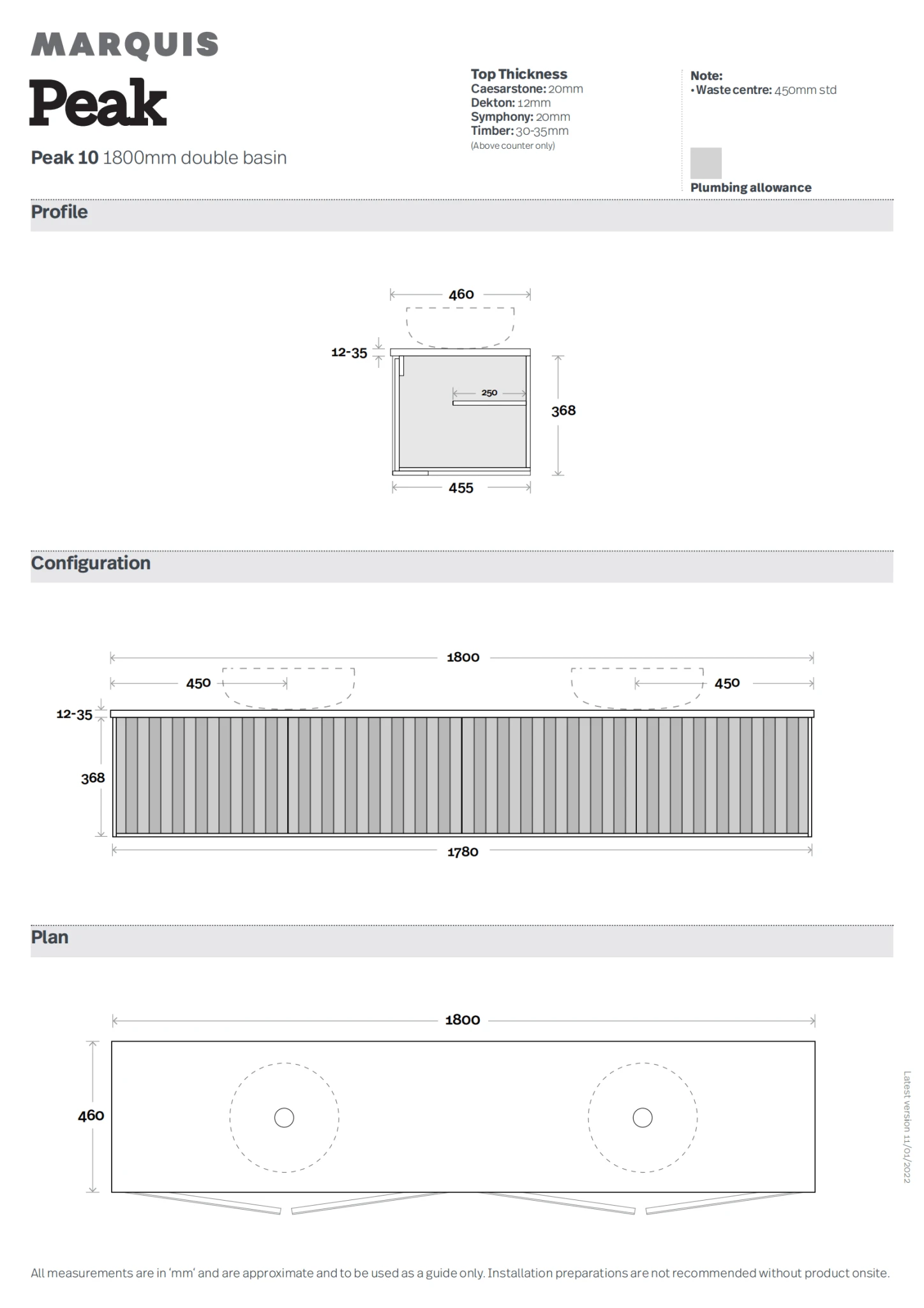 Peak Vanity 1800mm Peak Vanity 1800mm -HERA Bathware Sales peak vanity 1800mmleft hand bowlsymphony topvanitiesmarquis 457090