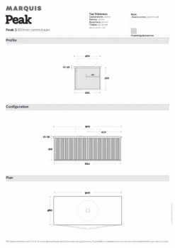 Peak Vanity 900mm -HERA Bathware Sales peak vanity 900mmcenter bowlsymphony topvanitiesmarquis 241418