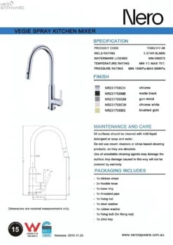PEARL Pull-Out Sink Mixer With Vegie Spray Function -HERA Bathware Sales pearl pull out sink mixer with vegie spray functiongun metalkitchen mixernero tapware 654271