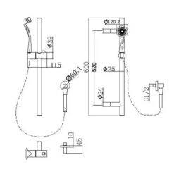 Pentro Brushed Yellow Gold Round Handheld Shower Rail Set 3 Pentro Brushed Yellow Gold Round Handheld Shower Rail Set -HERA Bathware Sales pentro brushed yellow gold round handheld shower rail setshower railsaquaperla 406948