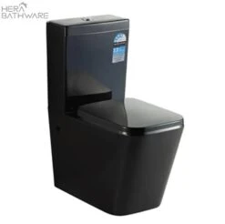 Qubist Box Rim Toilet Suite - Gloss Black Toliet Suite