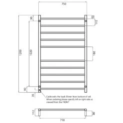 Radiant Round Ladder Towel 10 Bars 750x1200mm RTR04 (240V) | Radiant -HERA Bathware Sales radiant round ladder towel 10 bars 750x1200mm rtr04 240v radiantbottom leftmatte blackheated towel railradiant 973250