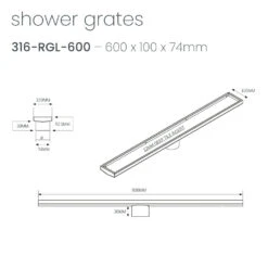 Radiant Tile Insert Floor Grate 600mm (74mm Outlet) -HERA Bathware Sales radiant tile insert floor grate 600mm 74mm outletbrushed bronzewasteradiant 596562