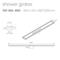 Radiant Tile Insert Floor Grate 800mm (90mm Outlet) -HERA Bathware Sales radiant tile insert floor grate 800mm 90mm outletbrushed satinwasteradiant 465227 1