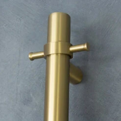 Radiant Vertical Single Heated Towel Bar (12v) - Brushed Gold -HERA Bathware Sales radiant vertical single heated towel bar 12v brushed goldbrushed goldone vertical heated rail with hookheated towel railradiant 679877