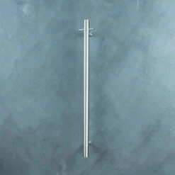 Radiant Vertical Single Heated Towel Bar (12v) - Brushed Satin -HERA Bathware Sales radiant vertical single heated towel bar 12v brushed satinbrushed satinone vertical heated rail with hookheated towel railradiant 256992