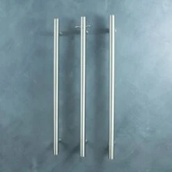 Radiant Vertical Single Heated Towel Bar (12v) - Brushed Satin -HERA Bathware Sales radiant vertical single heated towel bar 12v brushed satinbrushed satinone vertical heated rail with hookheated towel railradiant 261652