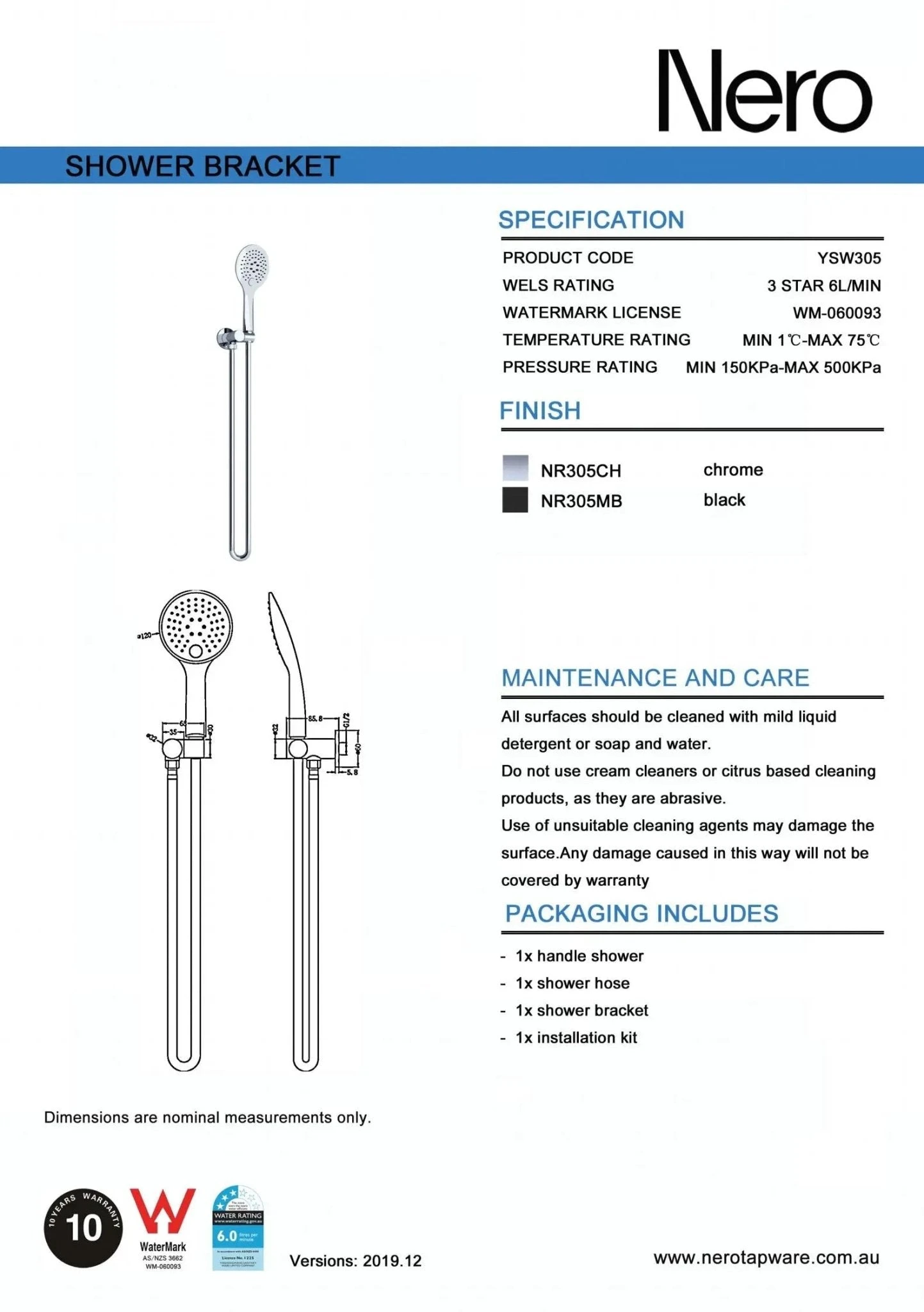RAIN 3 Function Rail Shower Bracket Round - Chrome RAIN 3 Function Rail Shower Bracket Round - Chrome -HERA Bathware Sales rain 3 function rail shower bracket round chromechromehand showernero tapware 243536