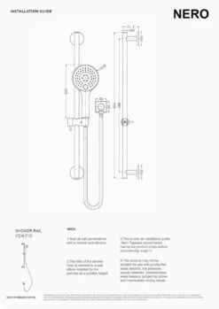 Rain Shower Rail With Push Button Shower - Chrome 4 Rain Shower Rail With Push Button Shower - Chrome -HERA Bathware Sales rain shower rail with push button shower chromechromeshower railsnero tapware 330499