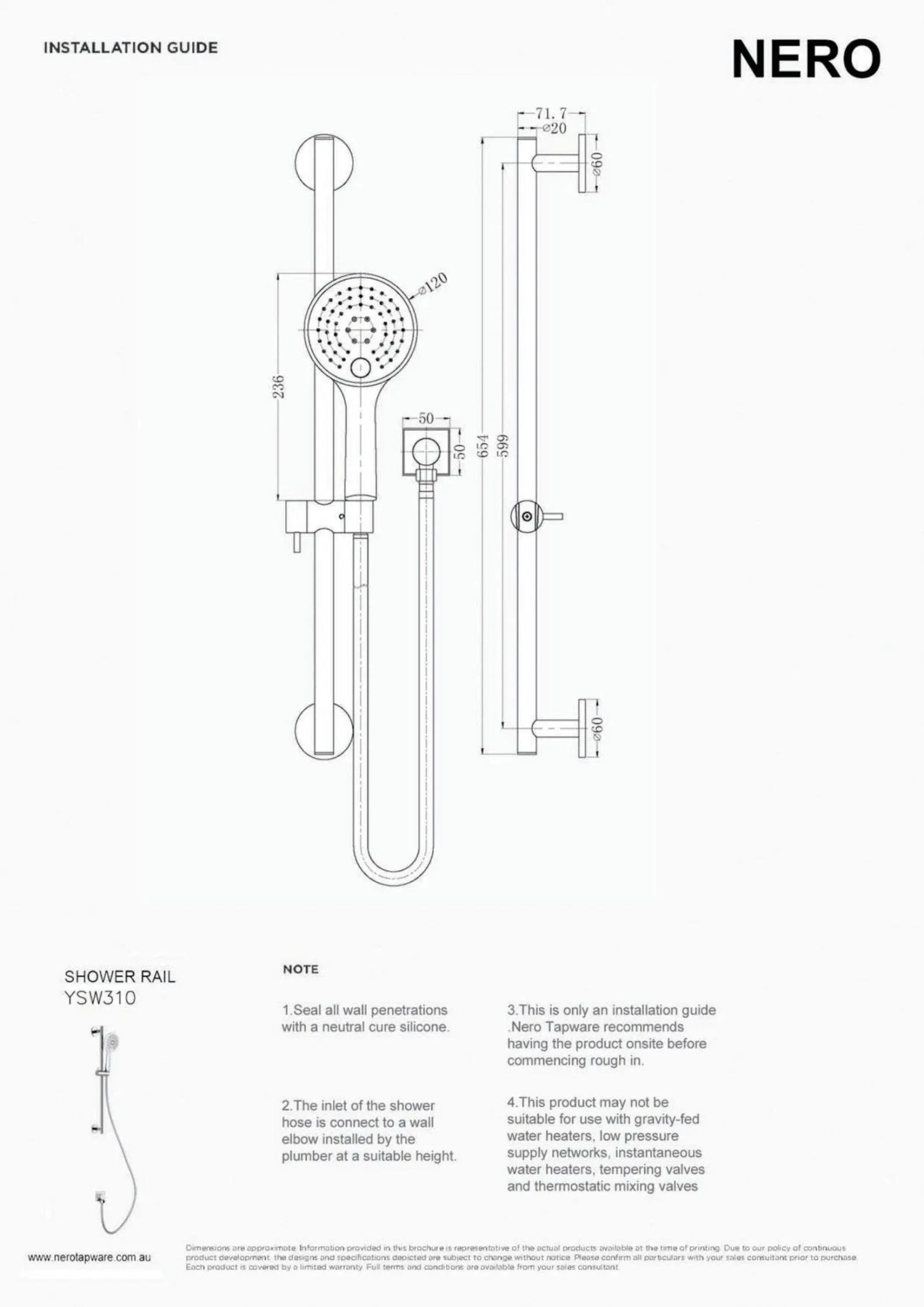 Rain Shower Rail With Push Button Shower - Chrome Rain Shower Rail With Push Button Shower - Chrome -HERA Bathware Sales rain shower rail with push button shower chromechromeshower railsnero tapware 330499