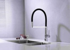 RIT Pull-Out Kitchen Sink Mixer - Matte Black And Chrome -HERA Bathware Sales rit pull out kitchen sink mixer matte black and chromematte blackkitchen mixernero tapware 365559