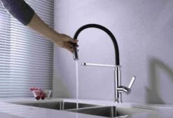 RIT Pull-Out Kitchen Sink Mixer - Matte Black And Chrome -HERA Bathware Sales rit pull out kitchen sink mixer matte black and chromematte blackkitchen mixernero tapware 461911