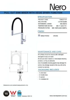RIT Pull-Out Kitchen Sink Mixer - Matte Black And Chrome -HERA Bathware Sales rit pull out kitchen sink mixer matte black and chromematte blackkitchen mixernero tapware 588186