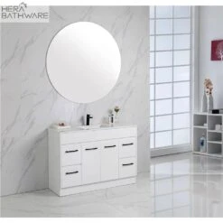 Rocky Gloss White Free Standing Vanity - 600mm -HERA Bathware Sales rocky gloss white free standing vanity 600mmvanitiesaulic 193132