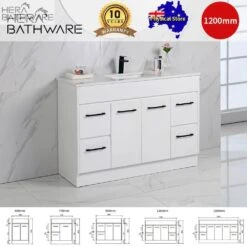 Rocky Gloss White Free Standing Vanity - 600mm