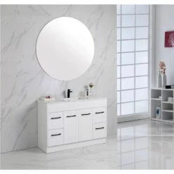 Rocky Gloss White Free Standing Vanity - 900mm Drawers On LEFT -HERA Bathware Sales rocky gloss white free standing vanity 900mm drawers on leftvanitiesaulic 726559