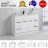 Rocky Gloss White Free Standing Vanity - 900mm Drawers On RIGHT