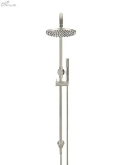 Round Combination Shower Rail, 200mm Rose, Single Function Hand Shower -HERA Bathware Sales round combination shower rail 200mm rose single function hand showerbrushed nickeltapwaremeir 452876