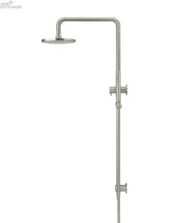 Round Combination Shower Rail, 200mm Rose, Single Function Hand Shower -HERA Bathware Sales round combination shower rail 200mm rose single function hand showerbrushed nickeltapwaremeir 492055