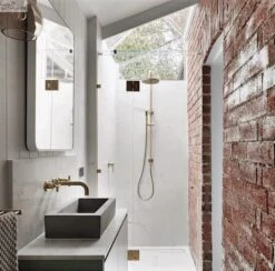 Round Combination Shower Rail, 200mm Rose, Single Function Hand Shower -HERA Bathware Sales round combination shower rail 200mm rose single function hand showertiger bronzetapwaremeir 249636