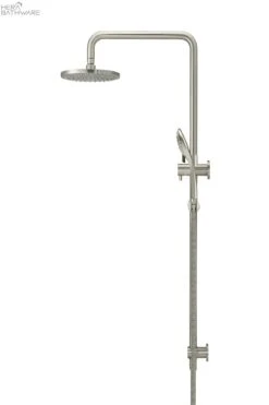 Round Combination Shower Rail, 200mm Rose, Three-Function Hand Shower -HERA Bathware Sales round combination shower rail 200mm rose three function hand showerbrushed nickeltapwaremeir 813700