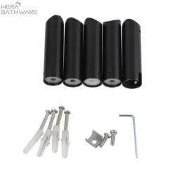 Round Matte Black Electric Heated Towel Rack 7 Bars -HERA Bathware Sales round matte black electric heated towel rack 7 barsaquaperla 581385