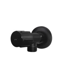 Round Mini Stop Cistern Tap With Backplate - Matte Black