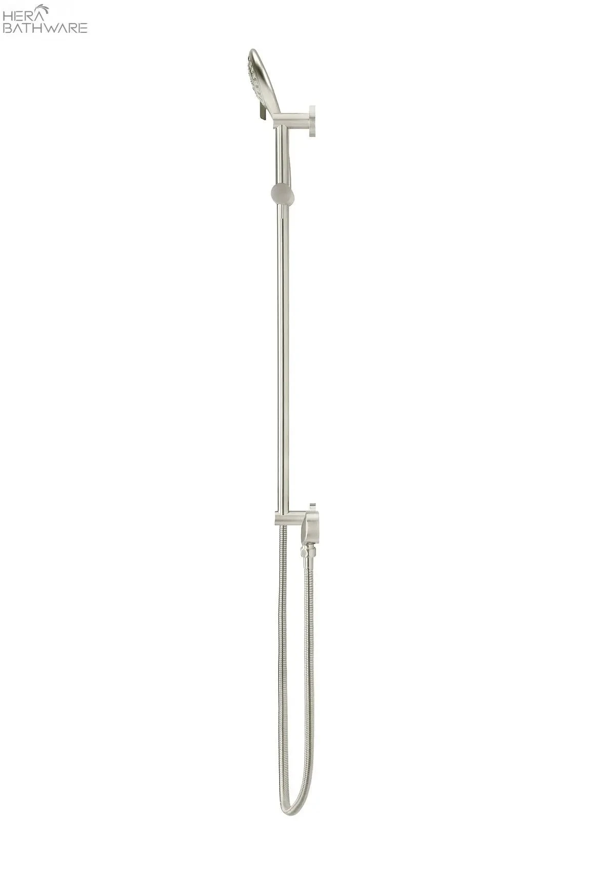 Round Three Function Hand Shower on Rail Column Round Three Function Hand Shower On Rail Column -HERA Bathware Sales round three function hand shower on rail columnbrushed nickelshower railsmeir 577401