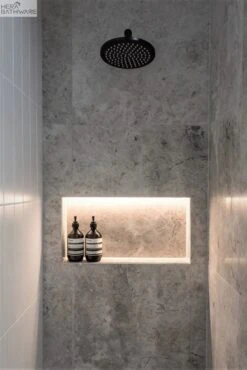 Round Wall Shower Arm 400mm 7 Round Wall Shower Arm 400mm -HERA Bathware Sales round wall shower arm 400mmchromecurved shower armshower armmeir 915086