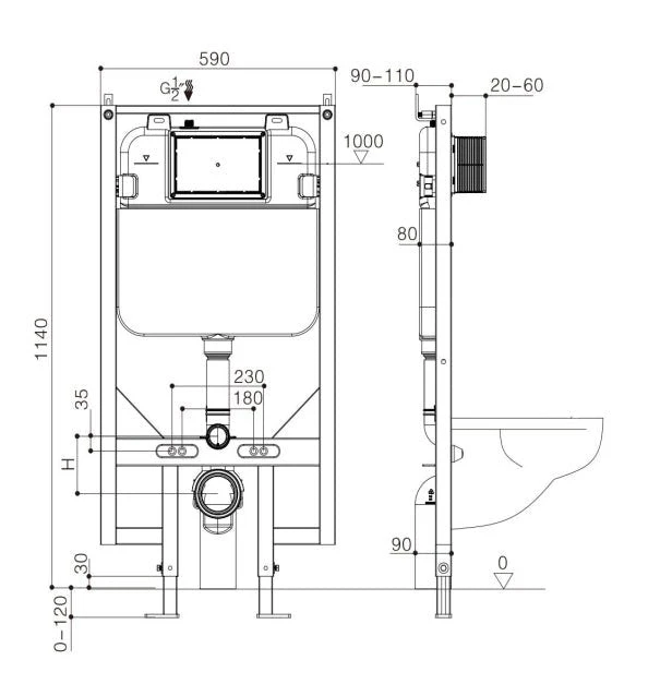 R&T Inwall Cistern with Wall Bracket R&T Inwall Cistern With Wall Bracket -HERA Bathware Sales rt inwall cistern with wall brackettoilet suitescob pen 206209