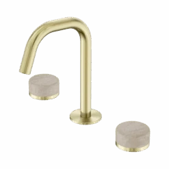 Serenity Basin Set Edge Spout -HERA Bathware Sales serenity basin set edge spoutbrushed goldrome travertineedge basin setnero tapware 992393