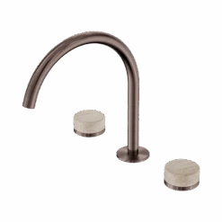 Serenity Bath/Kitchen Set Arc Spout -HERA Bathware Sales serenity bathkitchen set arc spoutbrushed bronzerome travertinebasin setnero tapware 304030