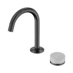 Serenity Progressive Basin Mixer Arc Spout -HERA Bathware Sales serenity progressive basin mixer arc spoutgun metalcarrarabasin mixernero tapware 243532