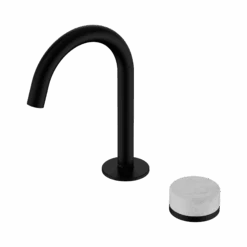 Serenity Progressive Basin Mixer Arc Spout -HERA Bathware Sales serenity progressive basin mixer arc spoutmatte blackcarrarabasin mixernero tapware 178076