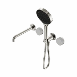 Serenity Progressive Shower System With Spout And Serenity Hand Shower -HERA Bathware Sales serenity progressive shower system with spout and serenity hand showerbrushed nickelcarrarashower systemnero tapware 953382