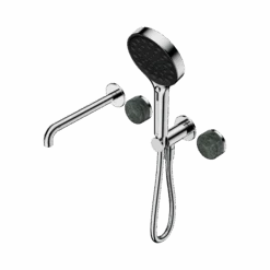 Serenity Progressive Shower System With Spout And Serenity Hand Shower -HERA Bathware Sales serenity progressive shower system with spout and serenity hand showerchromearabesscato corchiashower systemnero tapware 123714
