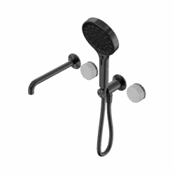 Serenity Progressive Shower System With Spout And Serenity Hand Shower -HERA Bathware Sales serenity progressive shower system with spout and serenity hand showergun metalcarrarashower systemnero tapware 182024