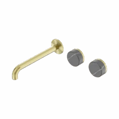 Serenity Wall Basin Set 220mm Offset Spout -HERA Bathware Sales serenity wall basin set 220mm offset spoutbrushed goldcarrarabasin setnero tapware 485653