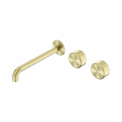 Serenity Wall Basin Set 220mm Offset Spout -HERA Bathware Sales serenity wall basin set 220mm offset spoutbrushed goldmetalbasin setnero tapware 922022