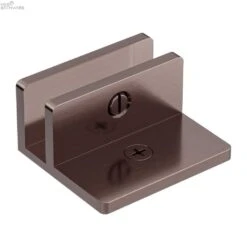 SHOWER F BRACKET 10MM GLASS -HERA Bathware Sales shower f bracket 10mm glassbrushed bronzewall bracketnero tapware 677941